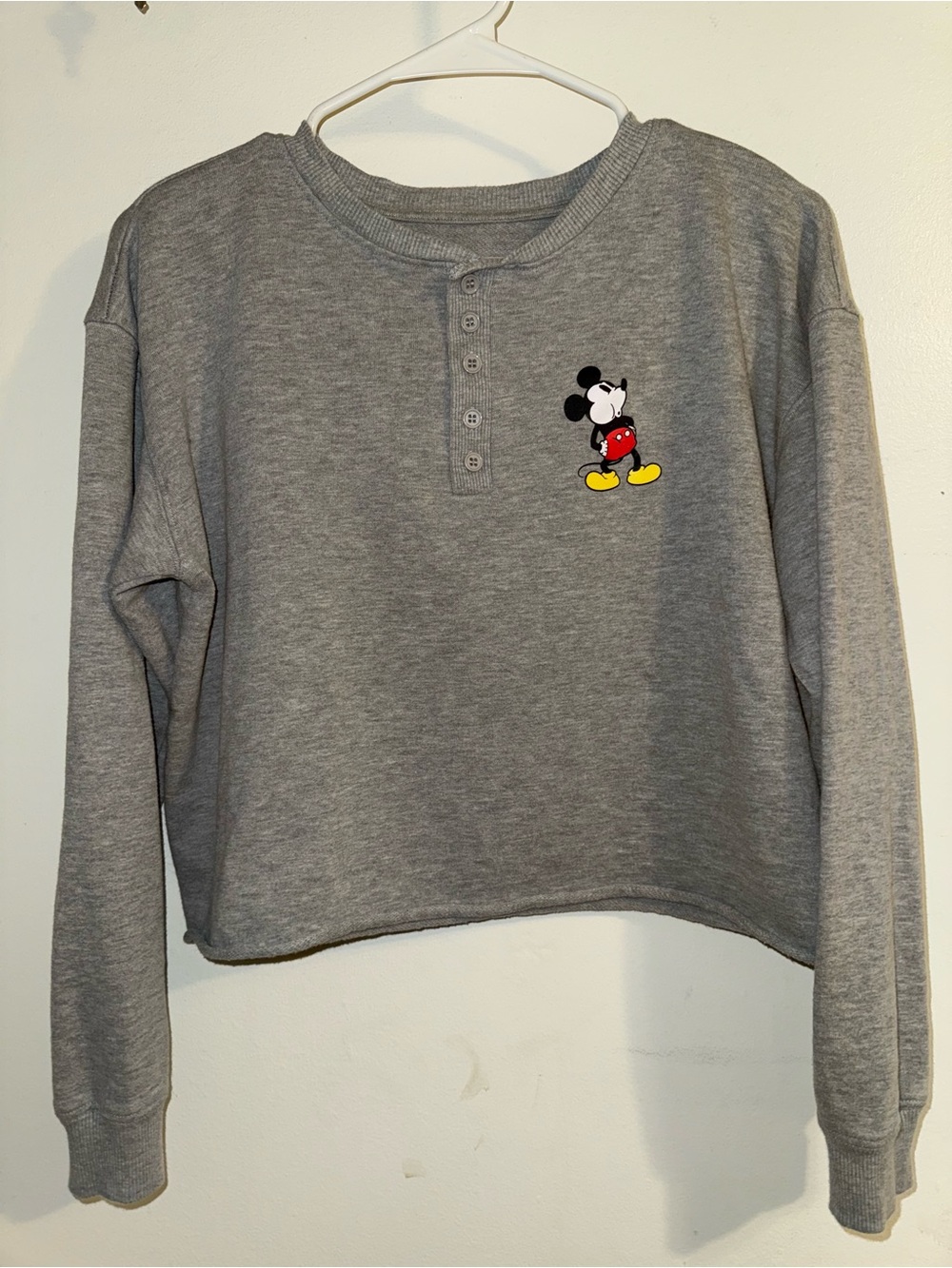 Disney Gray Sweatshirt with Small Mickey Graphic